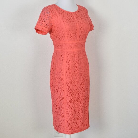 Calvin Klein Coral Lace Sheath Dress - 8 - Picture 5 of 9